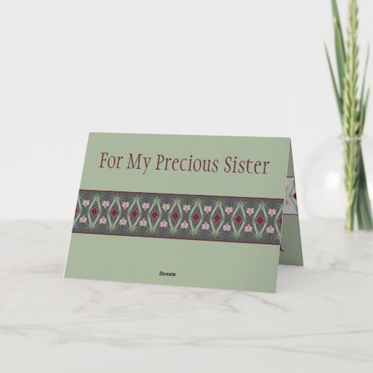 Groene Artsy Bloemen Kaart (Achterkant)