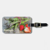 Groene Asparagus met aardbei Bagagelabel (Voorkant horizontaal)