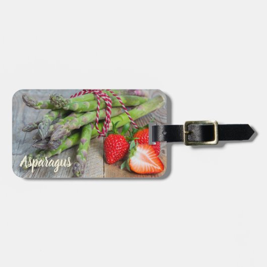 Groene Asparagus met aardbei Bagagelabel (Voorkant horizontaal)