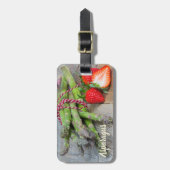 Groene Asparagus met aardbei Bagagelabel (Voorkant verticaal)