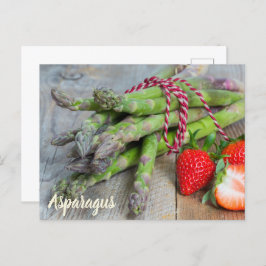 Groene Asparagus met aardbei Feestdagenkaart