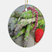 Groene Asparagus met aardbei Keramisch Ornament (Links)