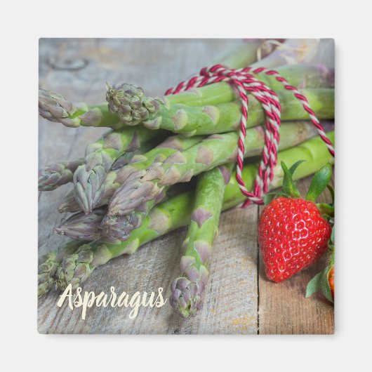 Groene Asparagus met aardbei Magneet (Voorkant)
