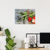 Groene Asparagus met aardbei Poster (Thuiskantoor)