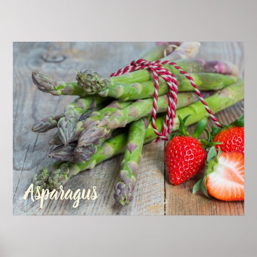 Groene Asparagus met aardbei Poster (Voorkant)