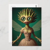 Groene asperge fee in een roze jurk briefkaart (Voorkant / Achterkant)