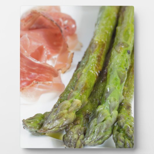Groene asperges met ham en saus fotoplaat (Voorkant)