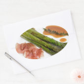 Groene asperges met ham en saus ovale sticker (Envelop)