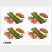 Groene asperges met ham en saus ovale sticker (Vel)