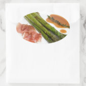 Groene asperges met ham en saus ovale sticker (Tas)