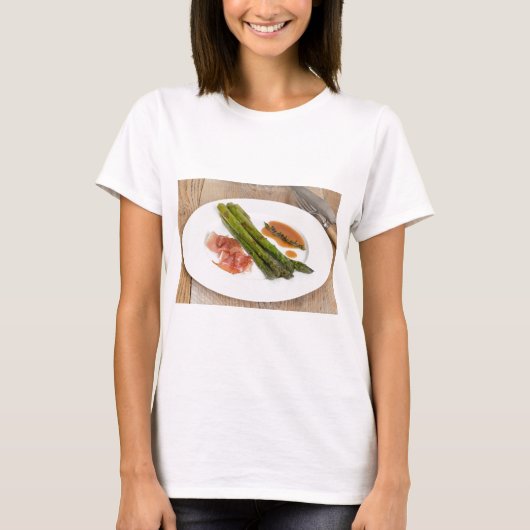 Groene asperges met ham en saus t-shirt (Voorkant)