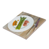 Groene asperges met ham en saus tegeltje (Zijkant)