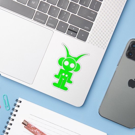 groene astro sticker (Laptop met iPhone)