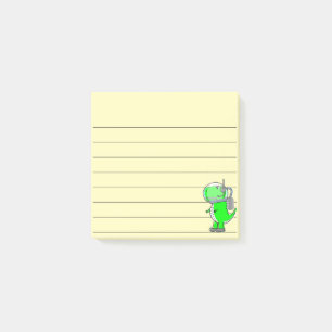 Groene Astronaut Dinosaur Tekening, 3x3 Geel Post-it® Notes