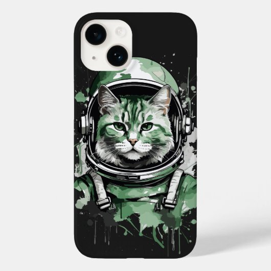 Groene Astronaut Kat Splash Case-Mate iPhone Case (Achterkant)