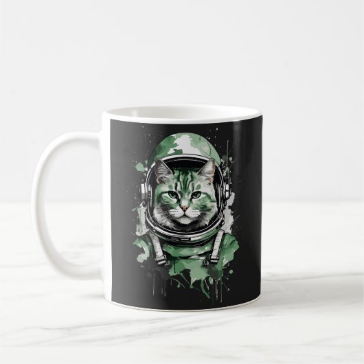 Groene Astronaut Kat Splash Koffiemok (Links)