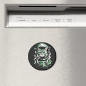 Groene Astronaut Kat Splash Magneet (Insitu (Vaatwasser))
