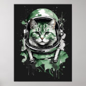 Groene Astronaut Kat Splash Poster (Voorkant)