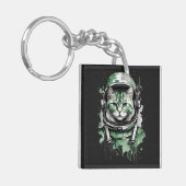 Groene Astronaut Kat Splash Sleutelhanger (Voorkant Links)