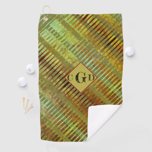 Groene asymmetrische gestripte geometrisch golfhanddoek (Insitu)