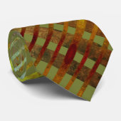 Groene asymmetrische gestripte geometrische retrof stropdas (Opgerold)