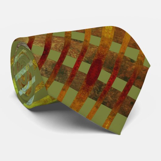 Groene asymmetrische gestripte geometrische retrof stropdas (Opgerold)