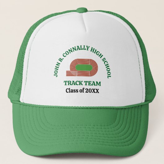 Groene Atletiekteam Middelbare School Maatwerk Trucker Pet (Voorkant)