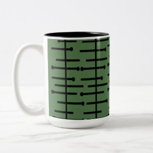 Groene atoomlijnen tweekleurige koffiemok