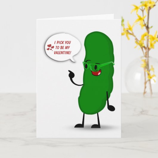 Groene augurk Valentijn Kaart (Gele Bloem)