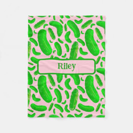 Groene augurken op zachte roze achtergrond fleece deken (Voorkant)