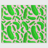 Groene augurken roze achtergrond cadeaupapier (Vlak)