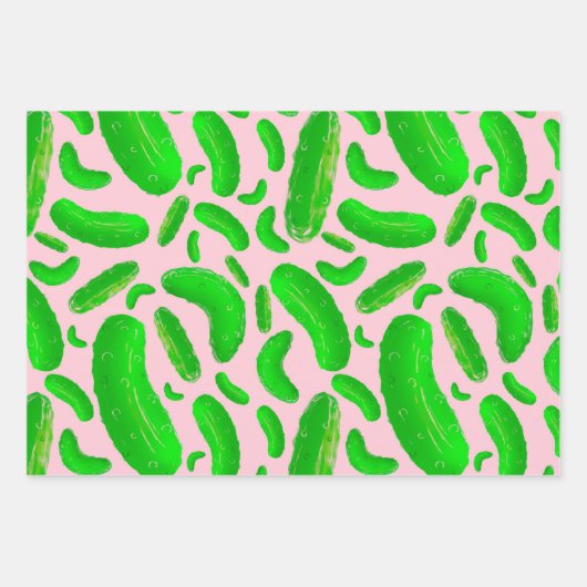 Groene augurken roze achtergrond inpakpapier vel (Voorkant)