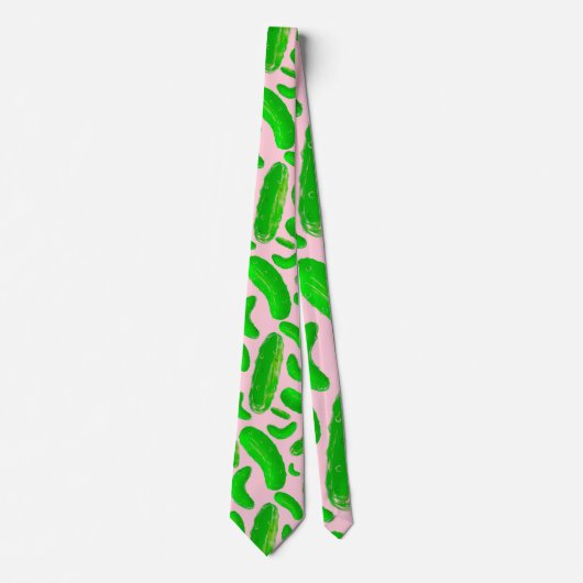 Groene augurken roze achtergrond stropdas (Voorkant)