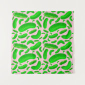 Groene augurken roze achtergrond wandkleed (Voorkant (horizontaal))