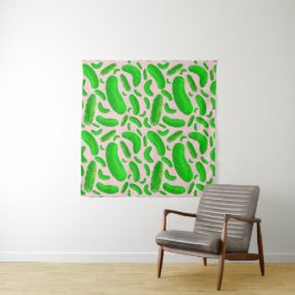 Groene augurken roze achtergrond wandkleed