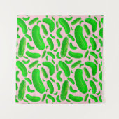 Groene augurken roze achtergrond wandkleed (Voorkant)