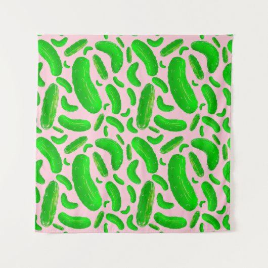 Groene augurken roze achtergrond wandkleed (Voorkant)