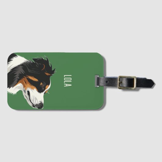 Groene Australische herder Bagagelabel (Voorkant (horizontaal))