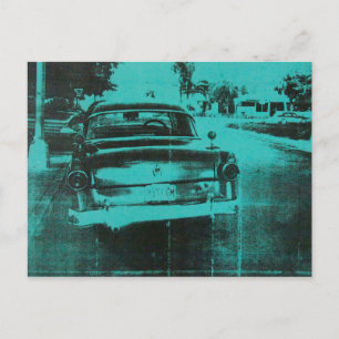 Groene auto briefkaart