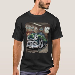 Groene Auto Caricatuur Afbeelding uit de Jaren Vij T-shirt