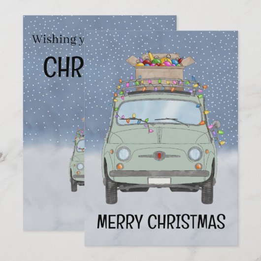 Groene auto met kerstcadeaus Kerstkaart (Voorkant / Achterkant)
