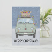 Groene auto met kerstcadeaus Kerstkaart (Staand voorkant)