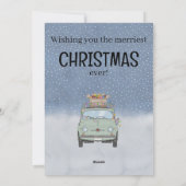 Groene auto met kerstcadeaus Kerstkaart (Achterkant)