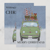 Groene auto met kerstcadeaus Vakantie Kaart (Voorkant / Achterkant)