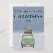 Groene auto met kerstcadeaus Vakantie Kaart (Achterkant)