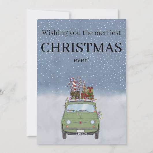 Groene auto met kerstcadeaus Vakantie Kaart (Achterkant)