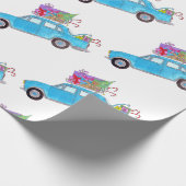 Groene auto met kerstcadeautjes Waterverf Cadeaupapier (Hoek)