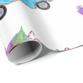 Groene auto met kerstcadeautjes Waterverf Cadeaupapier (Rol Hoek)