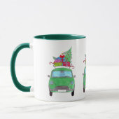 Groene auto met kerstcadeautjes Waterverf Mok (Links)