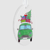 Groene auto met kerstcadeautjes Waterverf Ornament (voorkant)